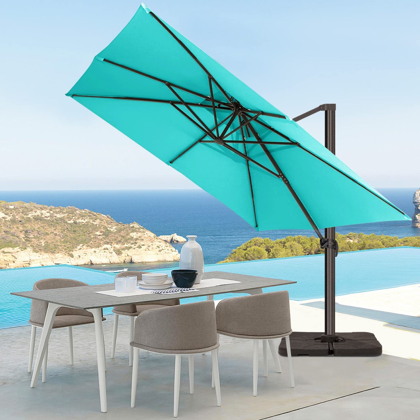 Square Cantilever Patio Umbrella 9FT SKY BLUE