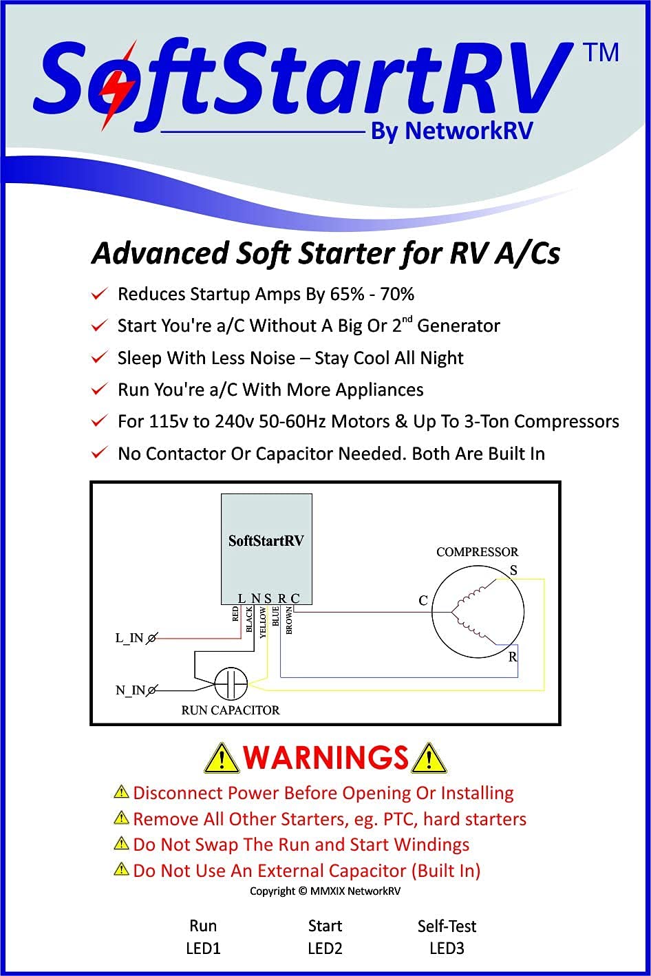 SoftStartRV Air Conditioning Soft Start Kit RV A/C Starter Unit - NetworkRV 1 Pack