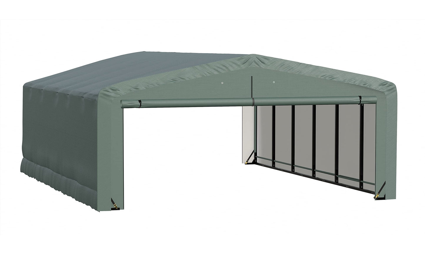 ShelterLogic ShelterTube Abri de garage et de stockage, 20' x 27' x 10', cadre en acier robuste, boîtier résistant au vent et à la neige, vert 20' x 27' x 10'