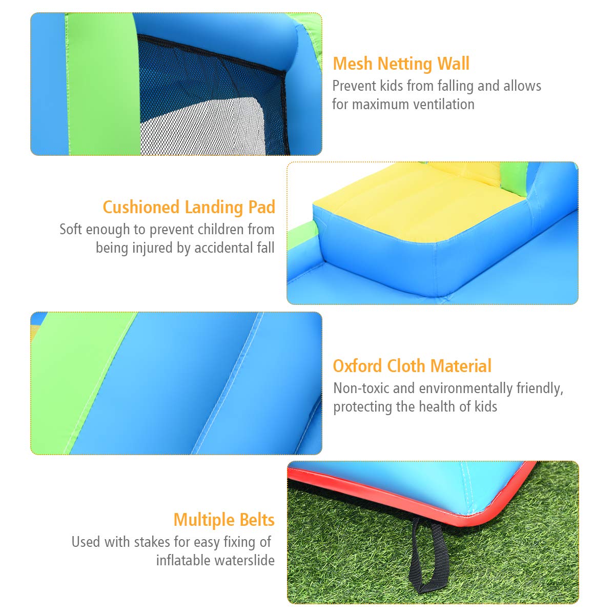BOUNTECH Inflatable Water Slide, Mega Waterslide Park for Kids Backyard Fun w/Adventure Long Slide, Splash Pool, Climbing, Blow up Water Slides Inflatables for Kids and Adults Outdoor Party Gifts Without Blower