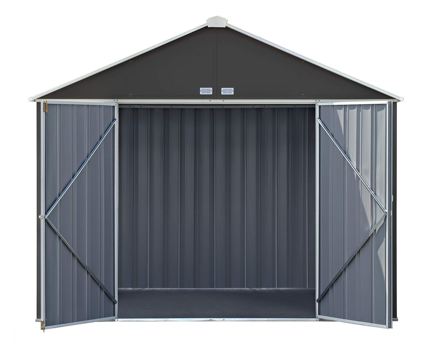 Arrow 10' x 8' EZEE Shed Charcoal with Cream Trim Extra High Gable Steel Storage Shed Charcoal/Cream Trim