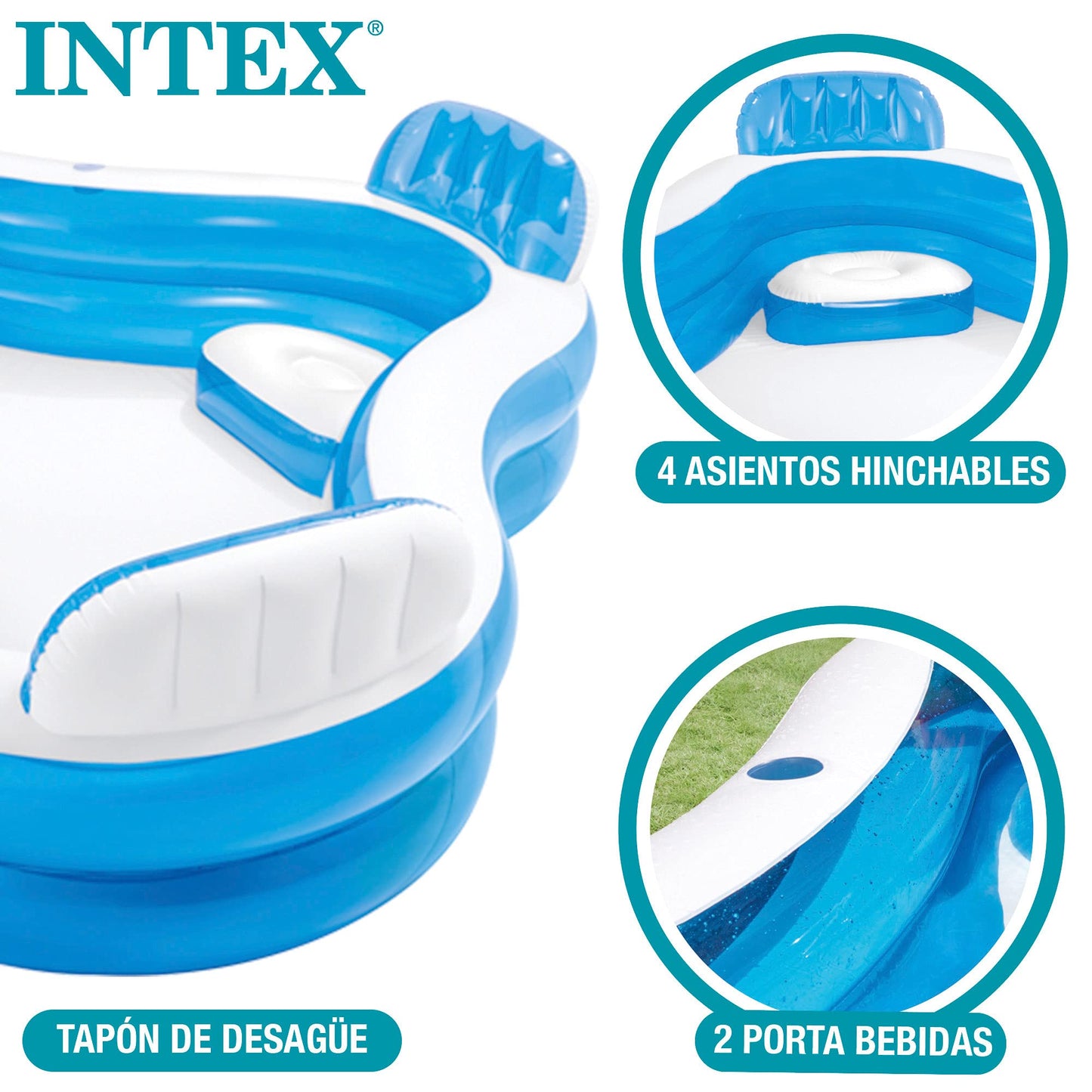INTEX Swim Center Family Inflatable Pool, 90" x 90" x 26"