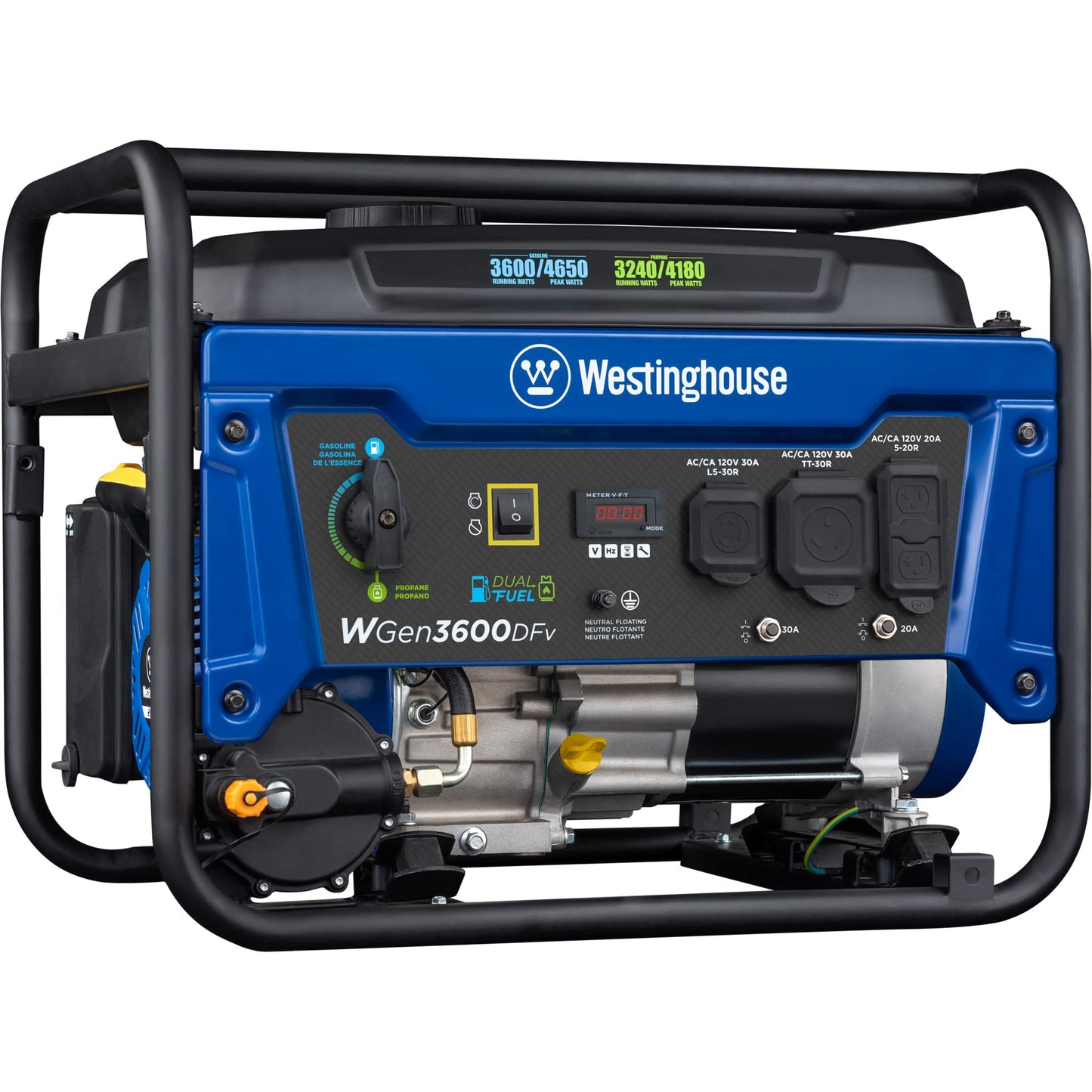 Westinghouse Outdoor Power Equipment WGen3600DFv 4650 Peak Watt Dual Fuel Portable Generator