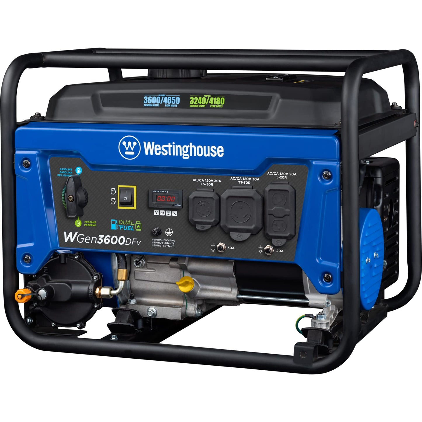 Westinghouse Outdoor Power Equipment WGen3600DFv 4650 Peak Watt Dual Fuel Portable Generator