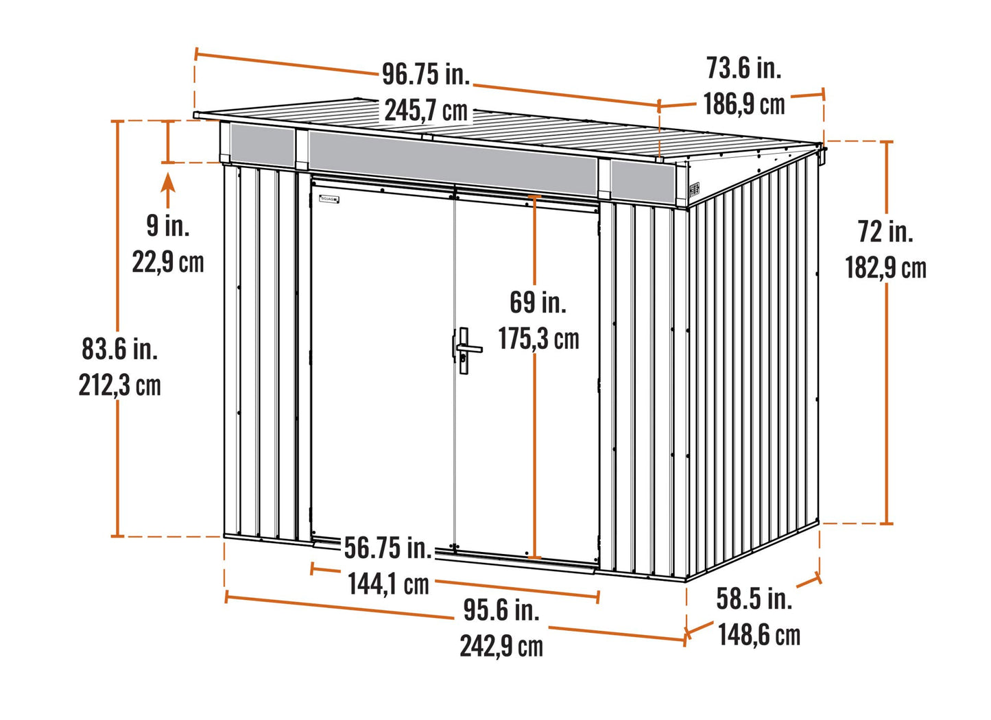 Sojag 8' x 5' Denali Outdoor Lockable Steel Storage Building with Windows, Anthracite