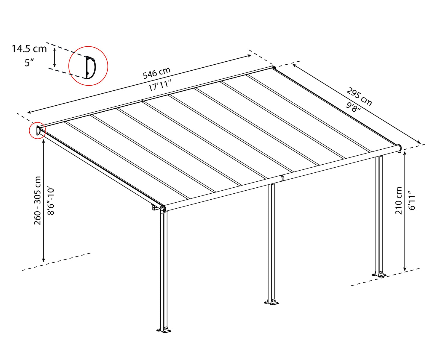 Palram - Housse de terrasse Canopia Olympia, 10' x 18', gris/bronze 10' x 18'