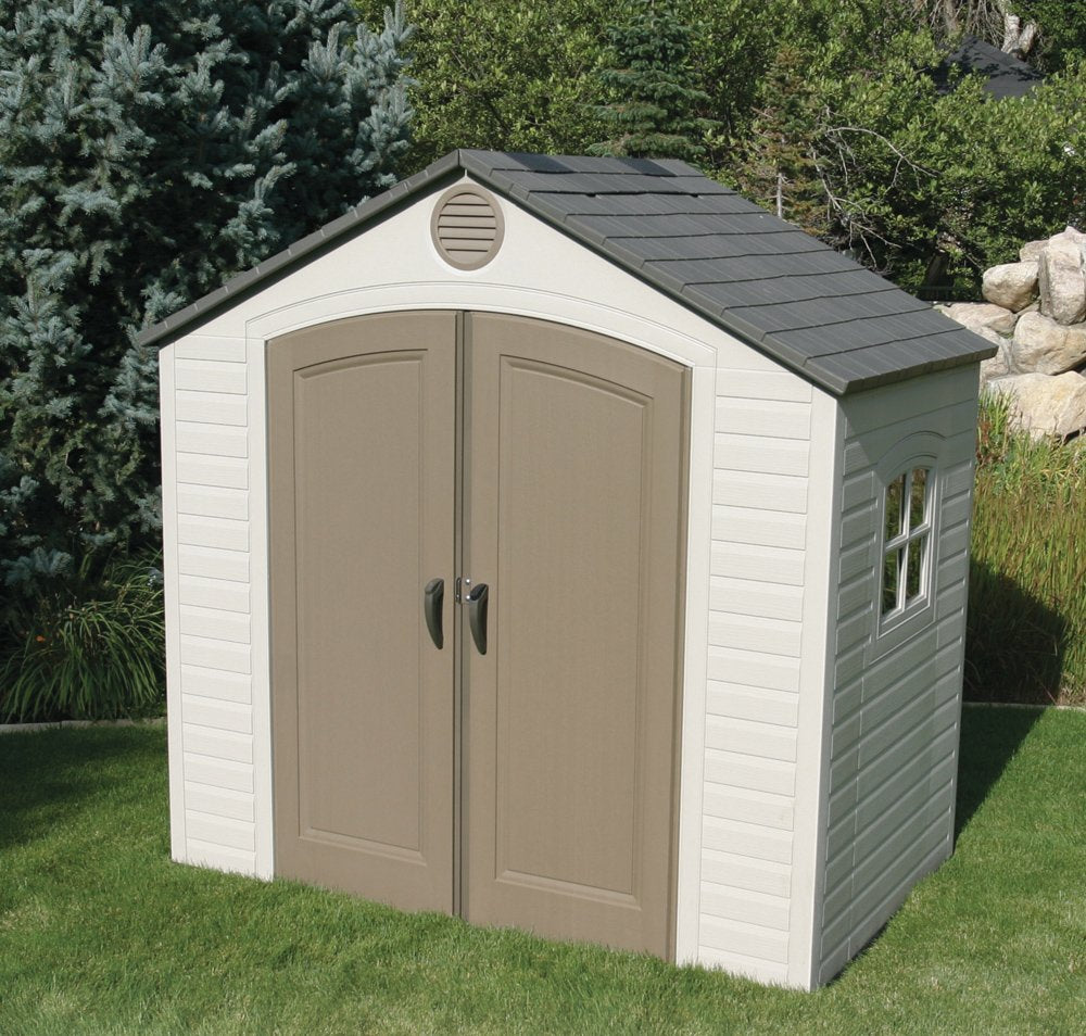 Lifetime 6406 8 X 5 Ft Outdoor Storage Shed with Window-Desert, Mixed Colors
