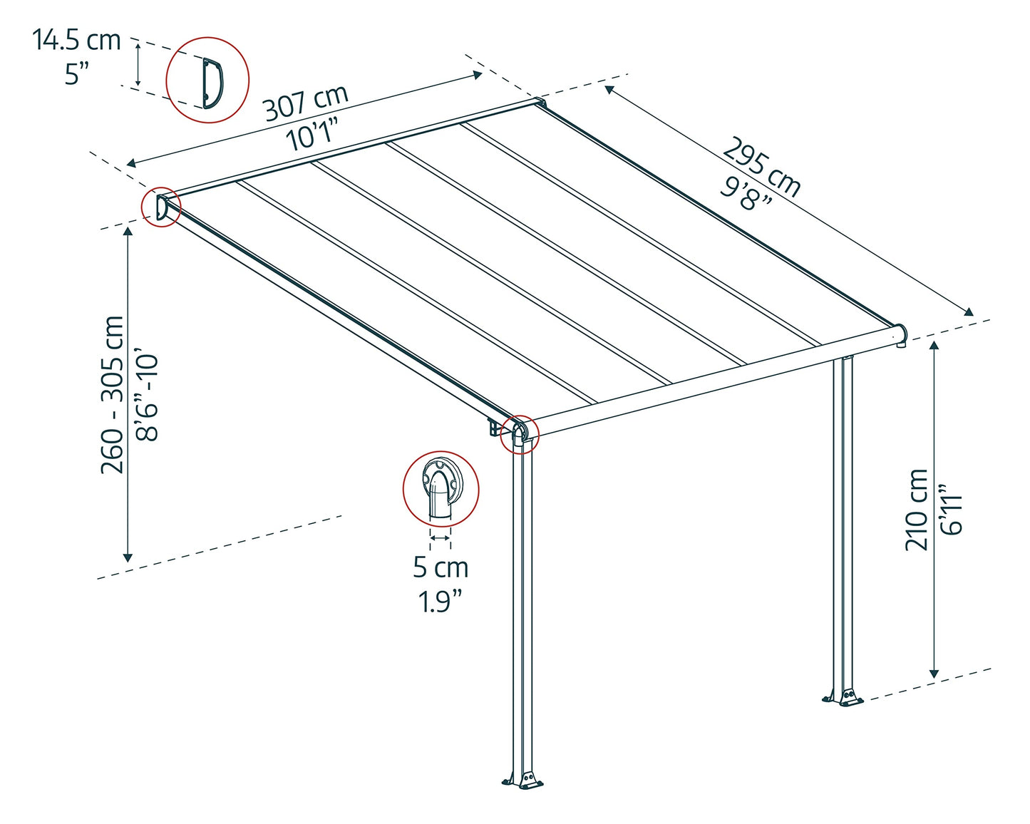 Palram - Canopia Olympia Patio Cover - 10' x 10' - Gray/Bronze 10’ x 10’