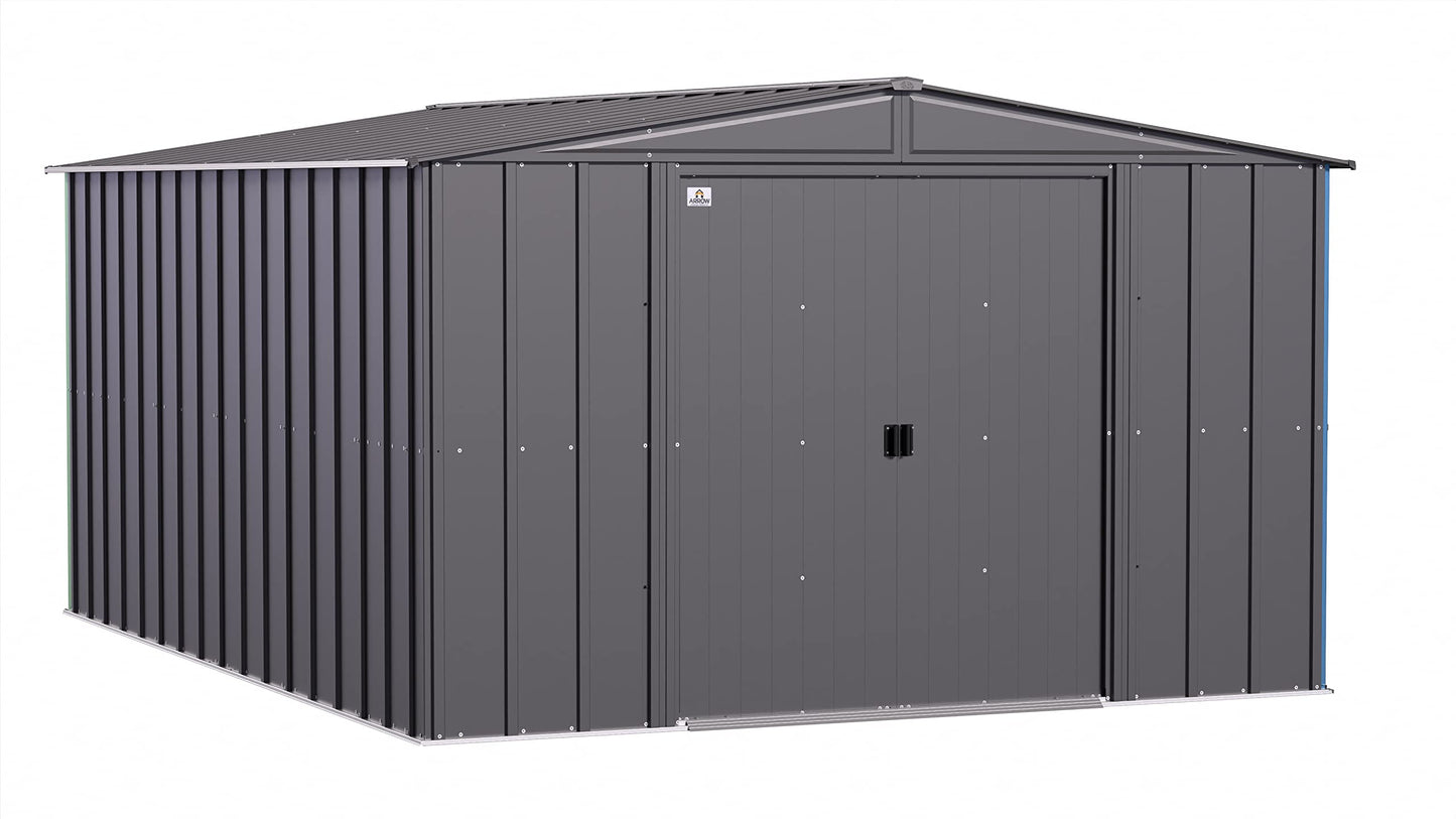 Arrow Shed Classic 10' x 14' Hangar de rangement extérieur cadenassable en acier Charbon de bois 10' x 14'