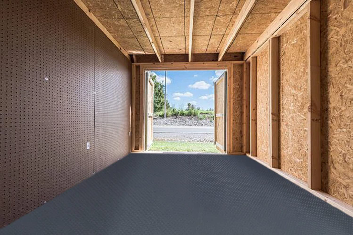 G-Floor Seamless Sheet Vinyl Shed Flooring Cover with Bonded Fibrous Backing - Diamond Tread Pattern (8' x 20', Slate Grey) 8' x 20'