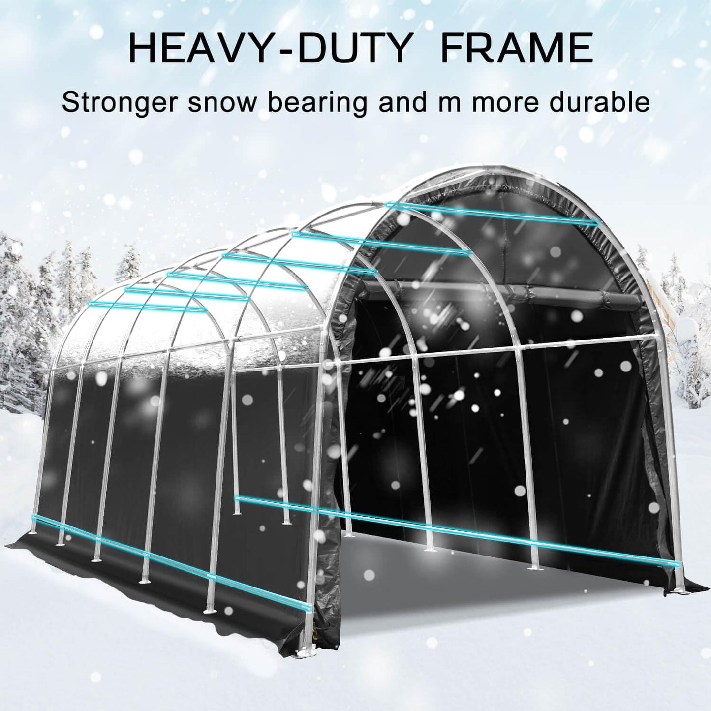 MELLCOM Portable Garage, 12' x 20' x 9.8' Heavy Duty Carport with All-Steel Metal Frame and Round Style Roof, Anti-Snow Car Canopy for Car, Truck, Boat 12'x20'