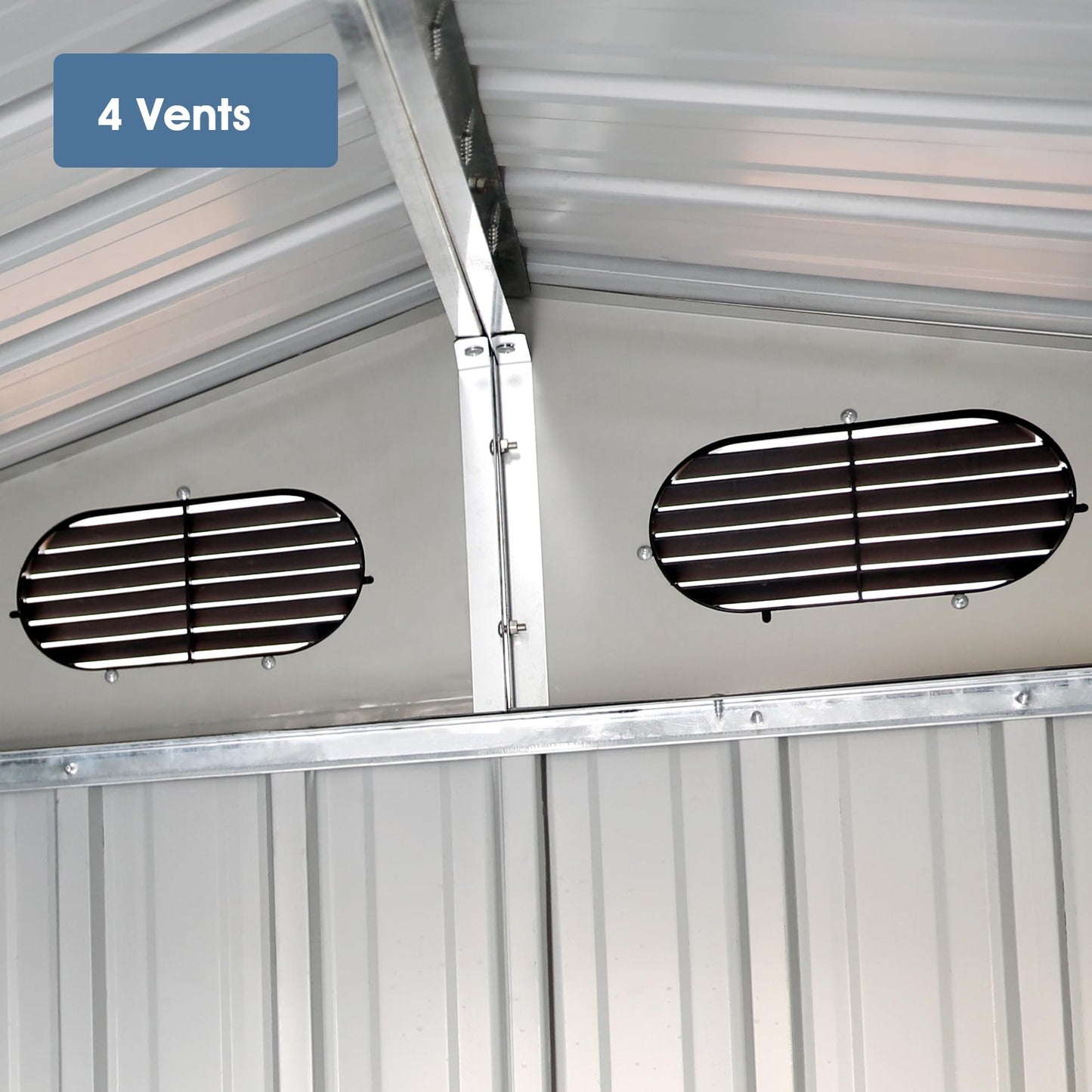 GLANZEND Abri de rangement extérieur 20 x 13 pieds, grand hangar de rangement en métal avec 2 portes et 4 aérations, auvent de voiture en métal pour voiture, camion, vélo, poubelle, outil, tondeuse à gazon 20 x 13 pieds