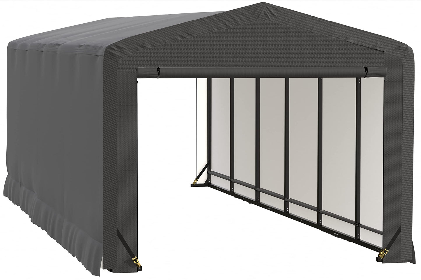 ShelterLogic ShelterTube Garage & Storage Shelter, 10' x 27' x 8' Heavy-Duty Steel Frame Wind and Snow-Load Rated Enclosure, Gray 10' x 27' x 8'