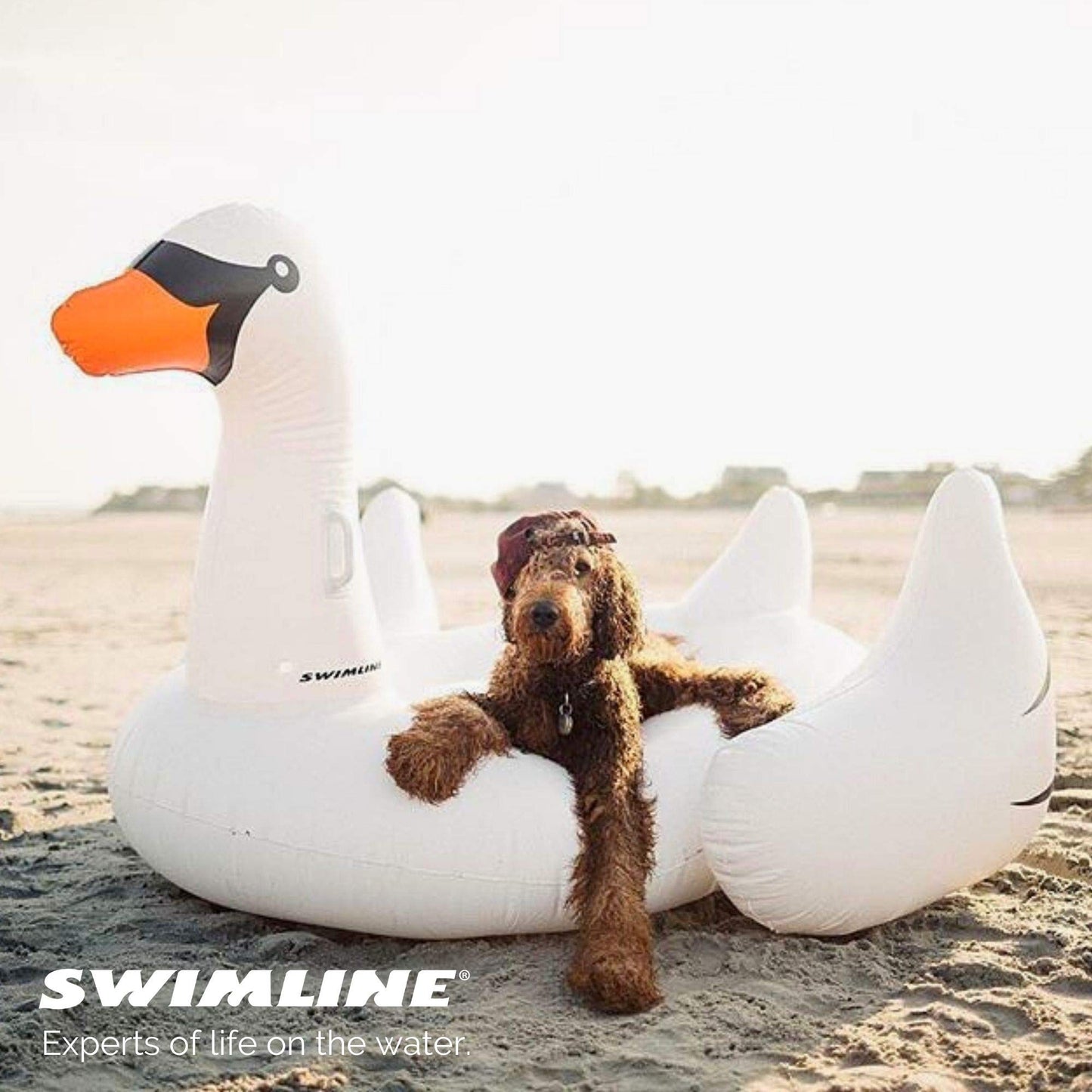 SWIMLINE Original Giant Ride On Inflatable Pool Float Lounge Series | Floaties W/Stable Legs Wings Large Rideable Blow Up Summer Beach Swimming Party Big Raft Tube Decoration Tan Toys for Kids Adults Swan Original
