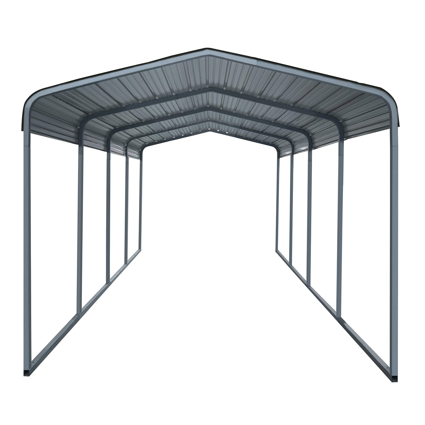 12 x 20 FT Metal Carport Kit, Outdoor Heavy Duty Garage Car Shelter Shade with Metal Roof, Frame and Bolts for Car, and Boat, Grey