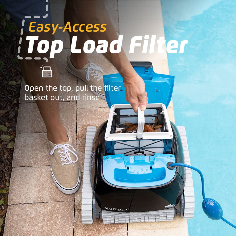 Dolphin Nautilus CC Robotic Pool Vacuum Cleaner — Wall Climbing Capability — Powerful Active Scrubbing Brush — Ideal for Above/In-Ground Pools up to 33 FT in Length