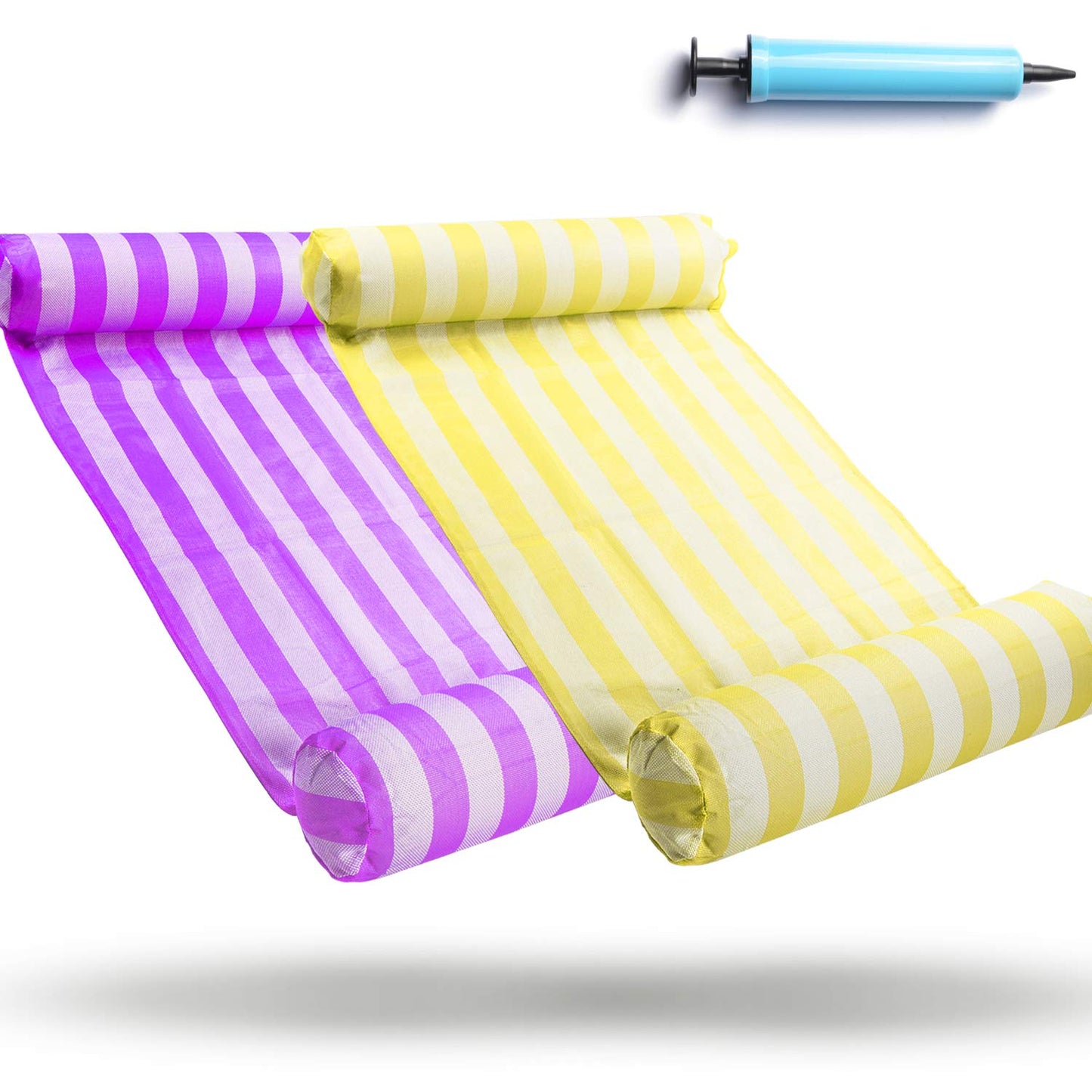 FindUWill 2 Pack Premium Swimming Pool Float Hammock, Multi-Purpose Inflatable Hammock (Saddle, Lounge Chair, Hammock, Drifter), Water Hammock Lounge (04)yellow and Violet