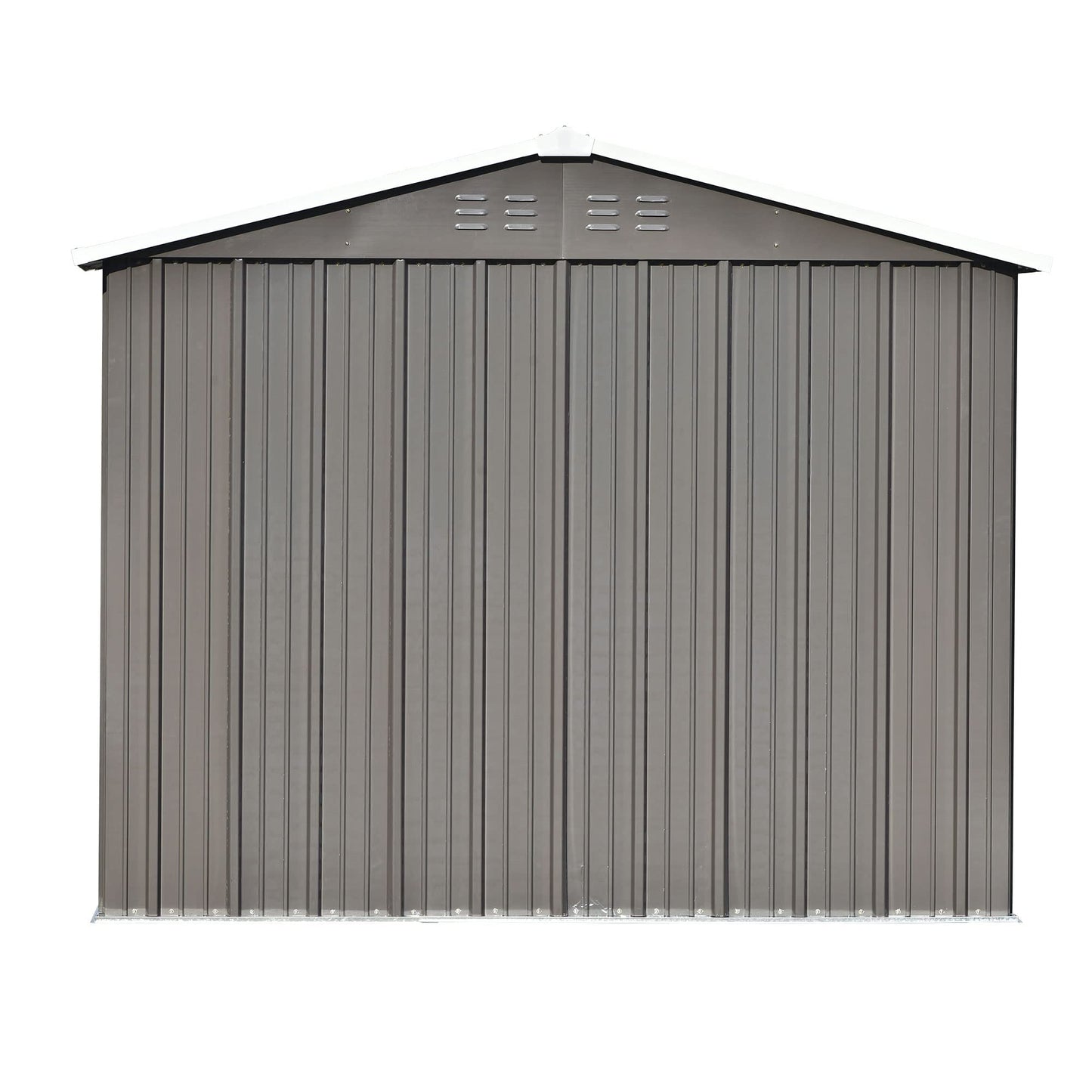 Tensun Patio 8ft x6ft Bike Shed Garden Shed with Ground Base, Metal Storage Shed with Adjustable Shelf and Lockable Doors, Tool Cabinet with Vents and Foundation Frame for Backyard, Lawn, Garden, Gray Gray-10