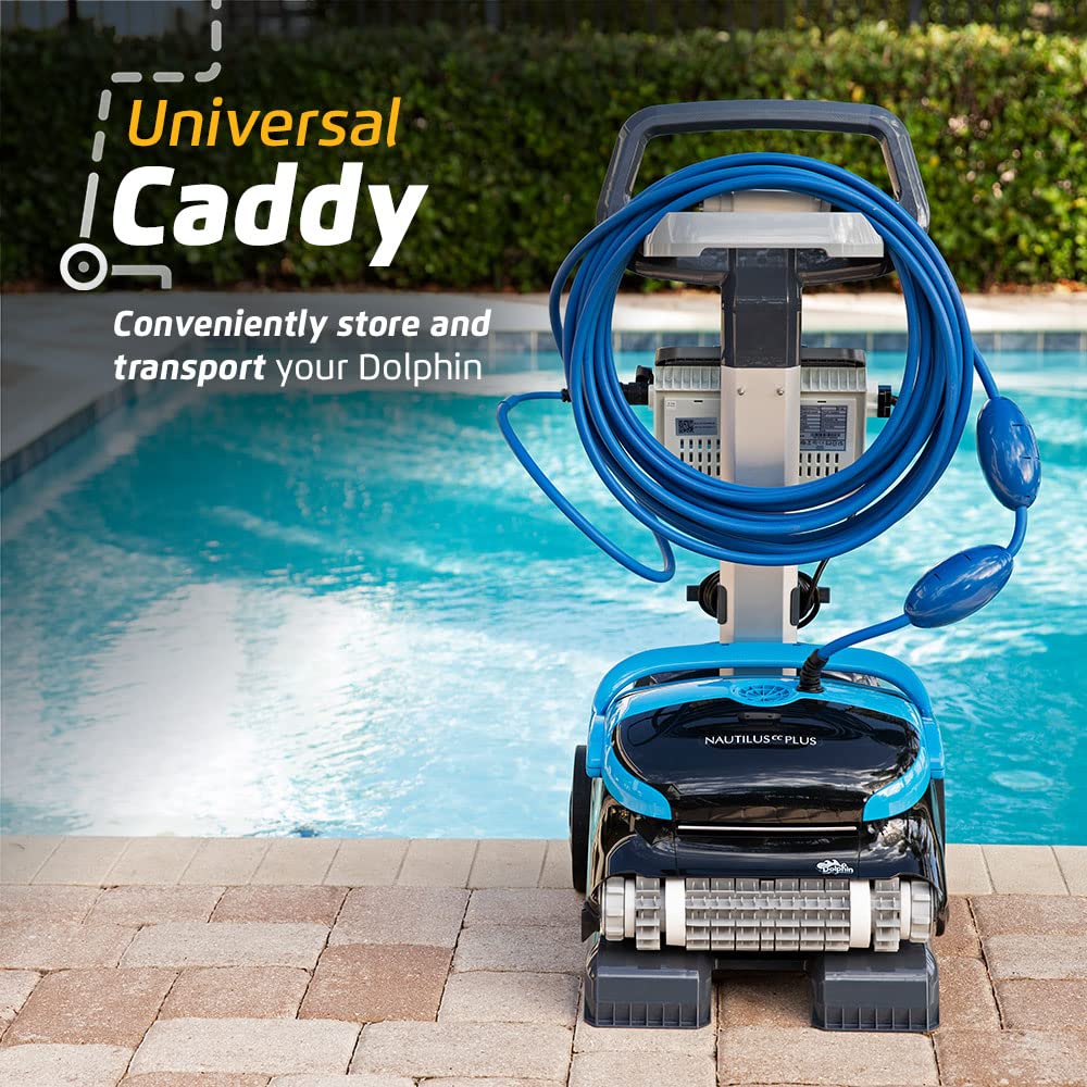Dolphin Nautilus CC Plus Robotic Pool Vacuum Cleaner with Universal Caddy — Easy to Transport and Store Your Dolphin — Ideal for Above/In-Ground Pools up to 50 FT in Length