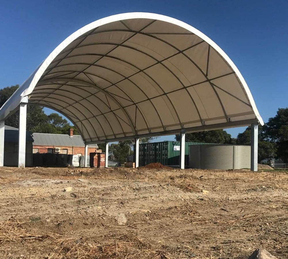 Mytee Products 40'(L) x 20'(W) Shipping Container Canopy Shelter - 21 Oz 610 GSM PVC White Cover Storage Container Roof with No End Walls - Durable & Weather-Resistant 40' (L) x 20' (W)