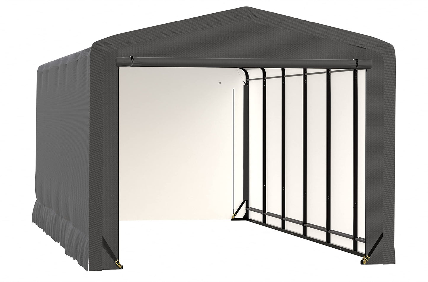 ShelterLogic ShelterTube Garage & Storage Shelter, 12' x 27' x 10' Heavy-Duty Steel Frame Wind and Snow-Load Rated Enclosure, Gray 12' x 27' x 10'