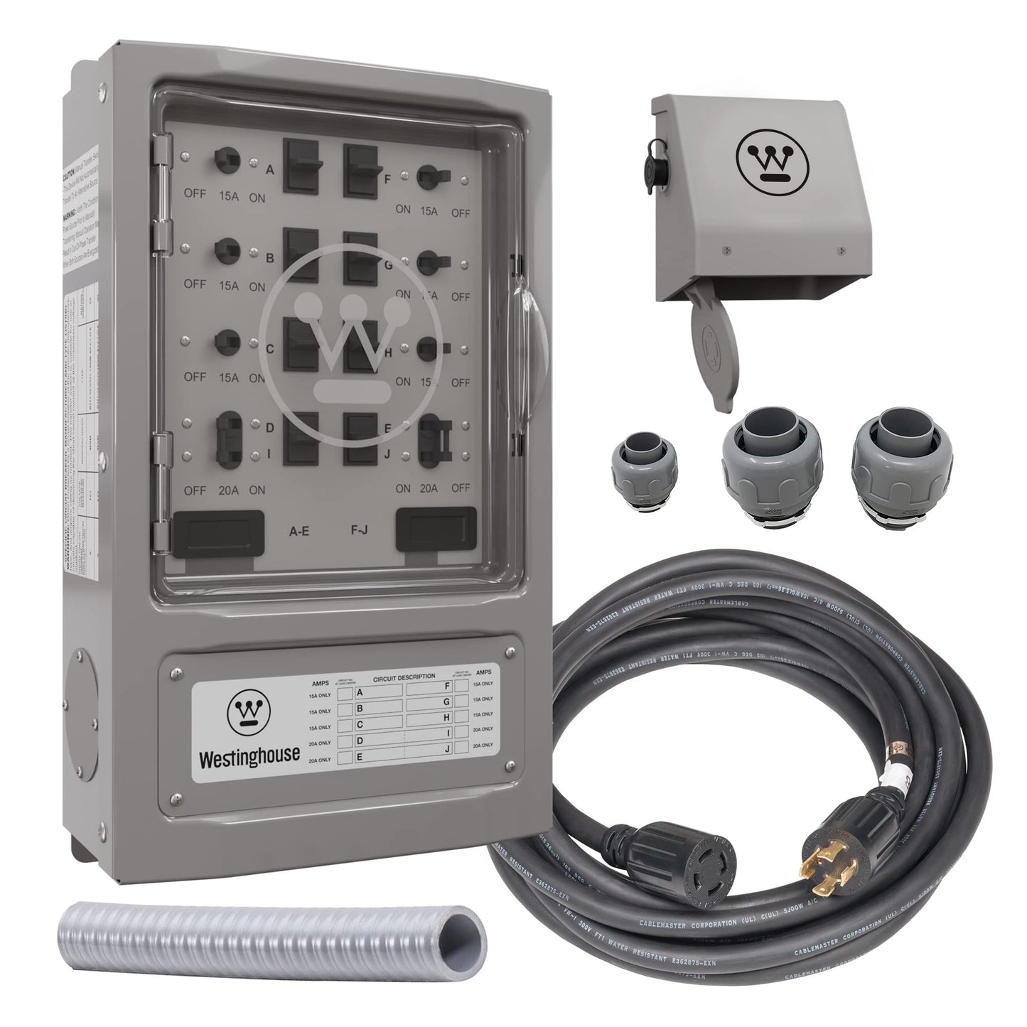 Westinghouse 30 Amp Transfer Switch Kit with 8 Circuits, Compatible with Generators up to 7500 Running Watts 30A Transfer Switch