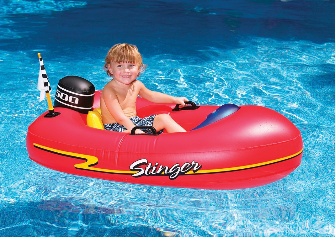 Swimline Speedboat Inflatable Kids Float, Red, 45"/25"/10" Red Speedboat Stinger Raft Pool Float