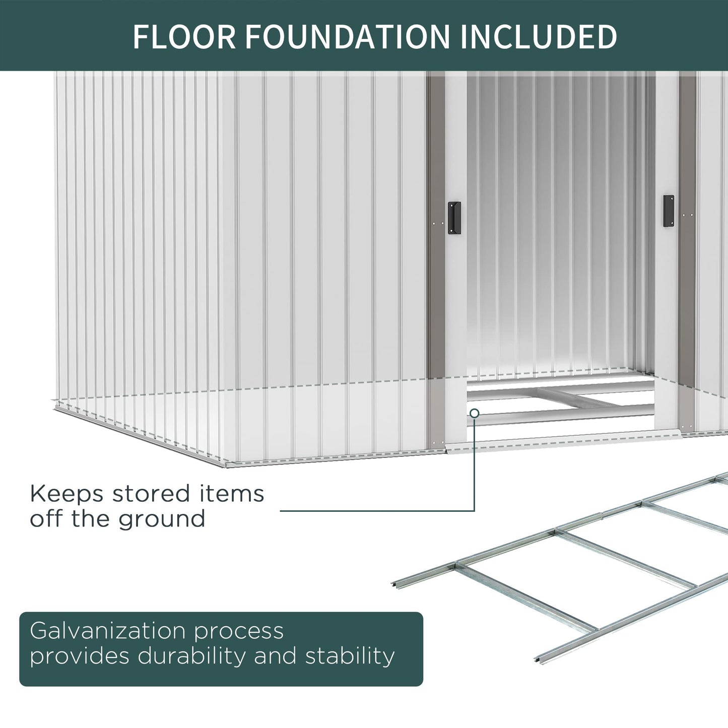 Outsunny 9' x 6' Metal Storage Shed Garden Tool House with Double Sliding Doors, 4 Air Vents for Backyard, Patio, Lawn, Silver 9' x 6'