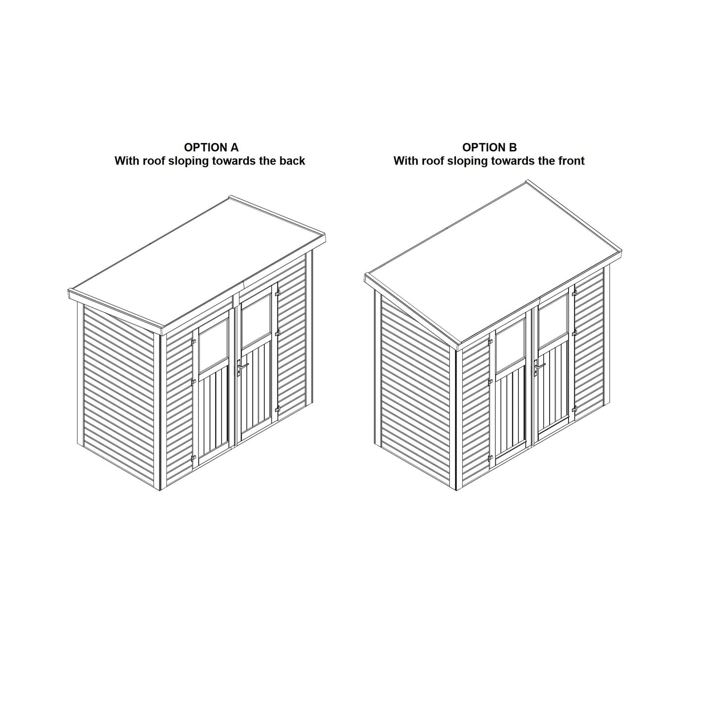 Leisure Season Urbano Kit d'abri de jardin moderne résistant aux intempéries avec sol, portes, fenêtres en plexiglas, toit en pente – Kit d'abri de jardin en bois d'épicéa nordique – Marron moyen, 2,4 x 1,2 m (URB8X47853)