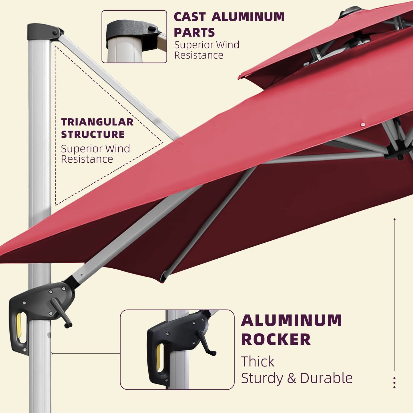 Deluxe Square Patio Umbrella 11ft Terra