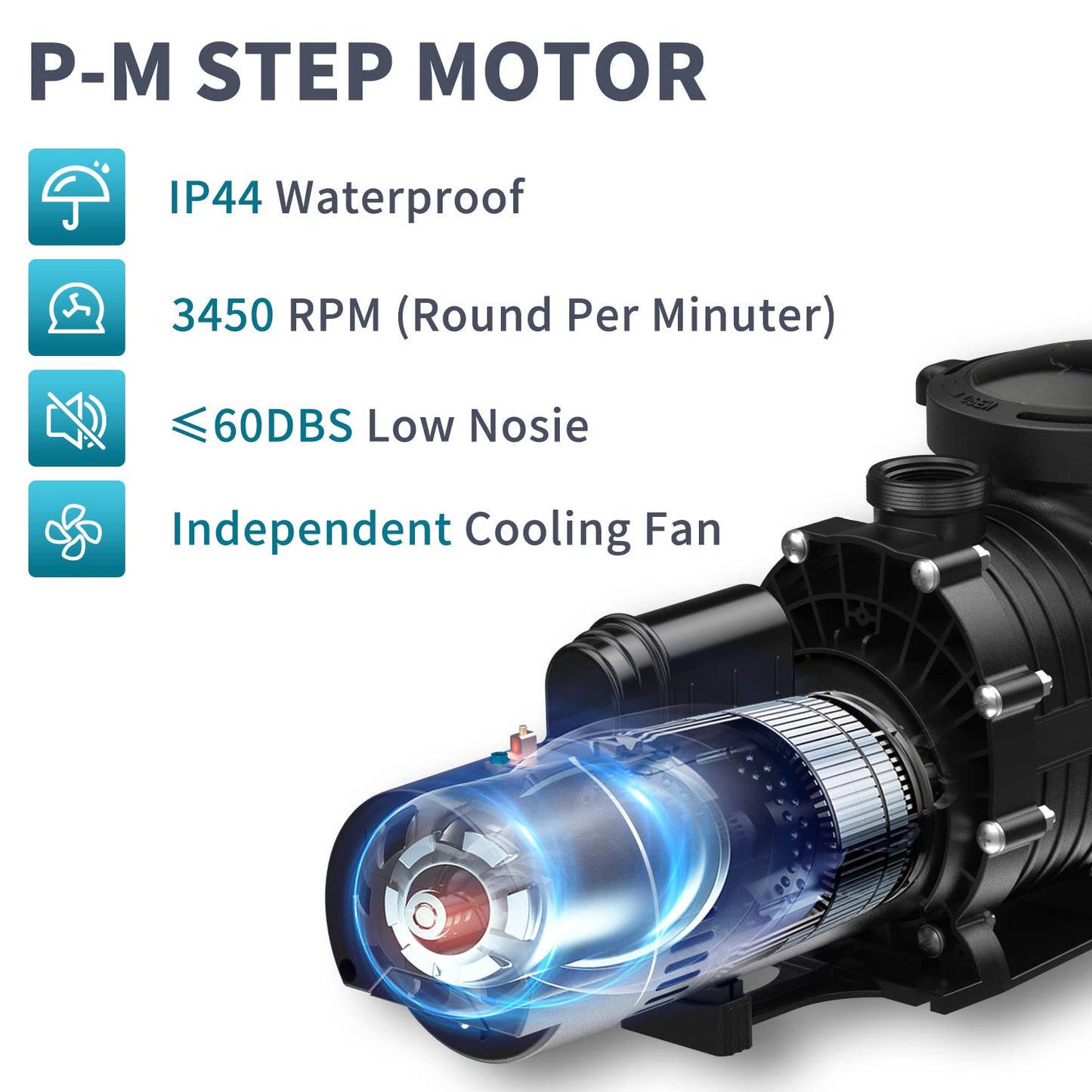Pool Pump In/Above Ground, 2.0HP 115V/230V Dual Voltage Swimming Pool Pump with Filter Basket, 4860GPH Max Flow Circulating Pump for Saltwater and Fresh Water Pools, IP44 Waterproof, Energy Efficient 2HP 115v/230v(single Speed)