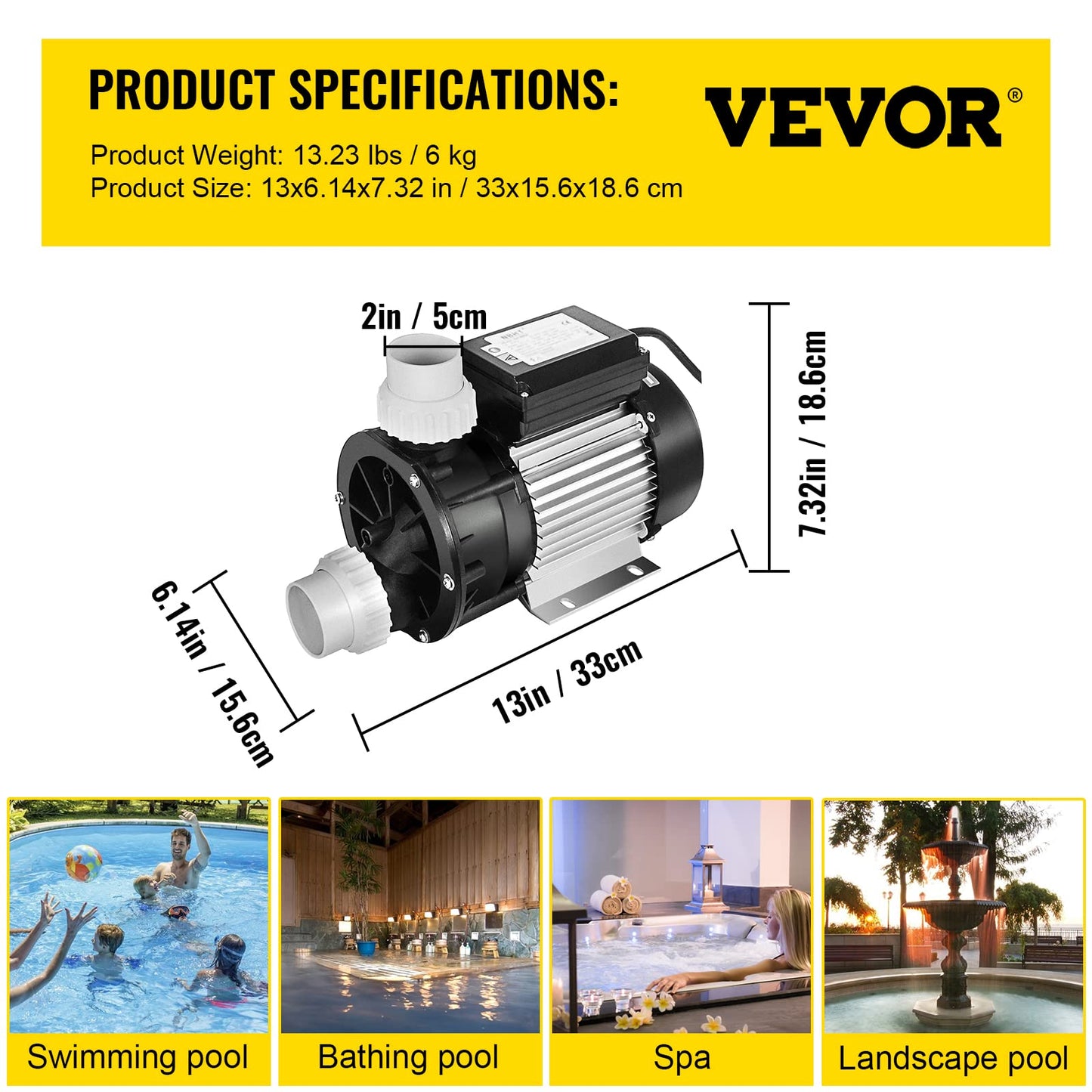 Happybuy Swimming Pool Pump 3/4 HP 110V Hot Tub Pump 0.75 Kw Water Circulation Pool Pump Spa Pump Above Ground Pool and Whirlpool Bath 0.75 HP