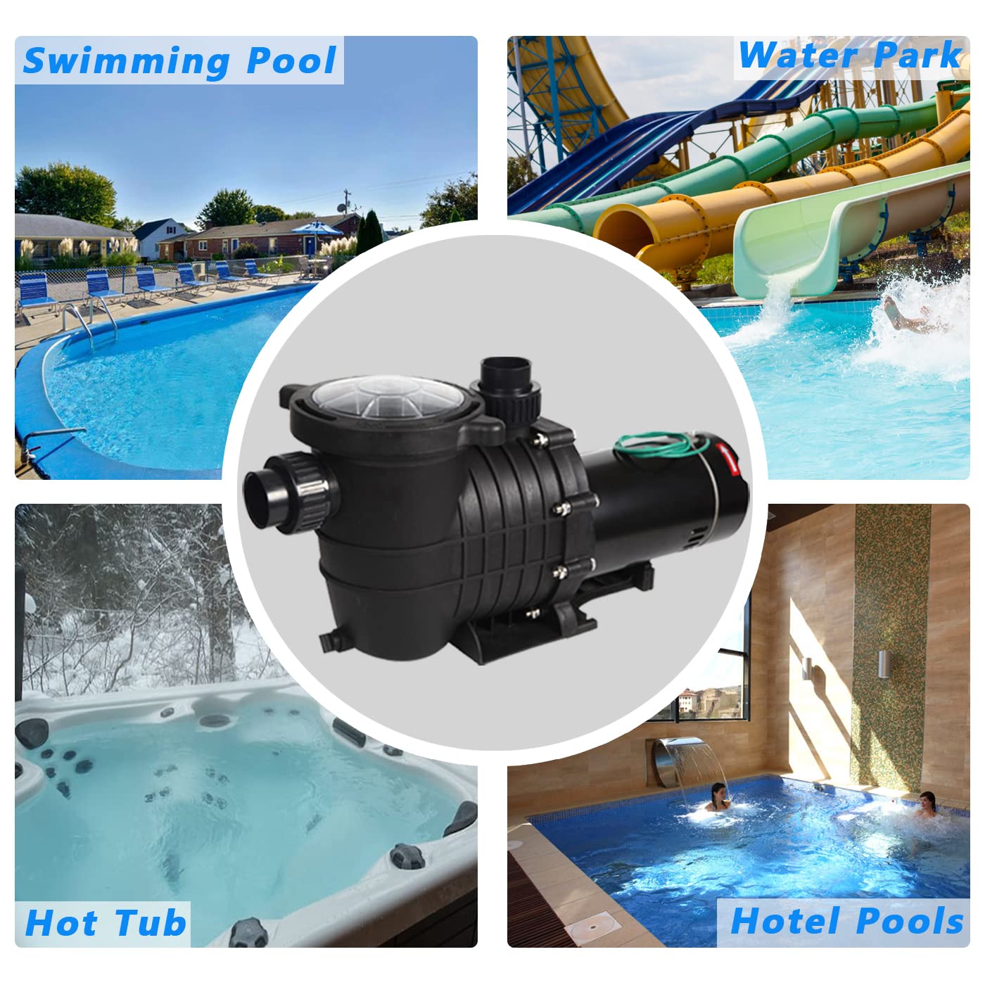 TRUPOW 2.0HP 114GPM Swimming Pool Pump 110V/220V Dual Voltage Garden InGround and Above Ground Pool Water Pump with Strainer Filter Basket 110-240v Dual Volt