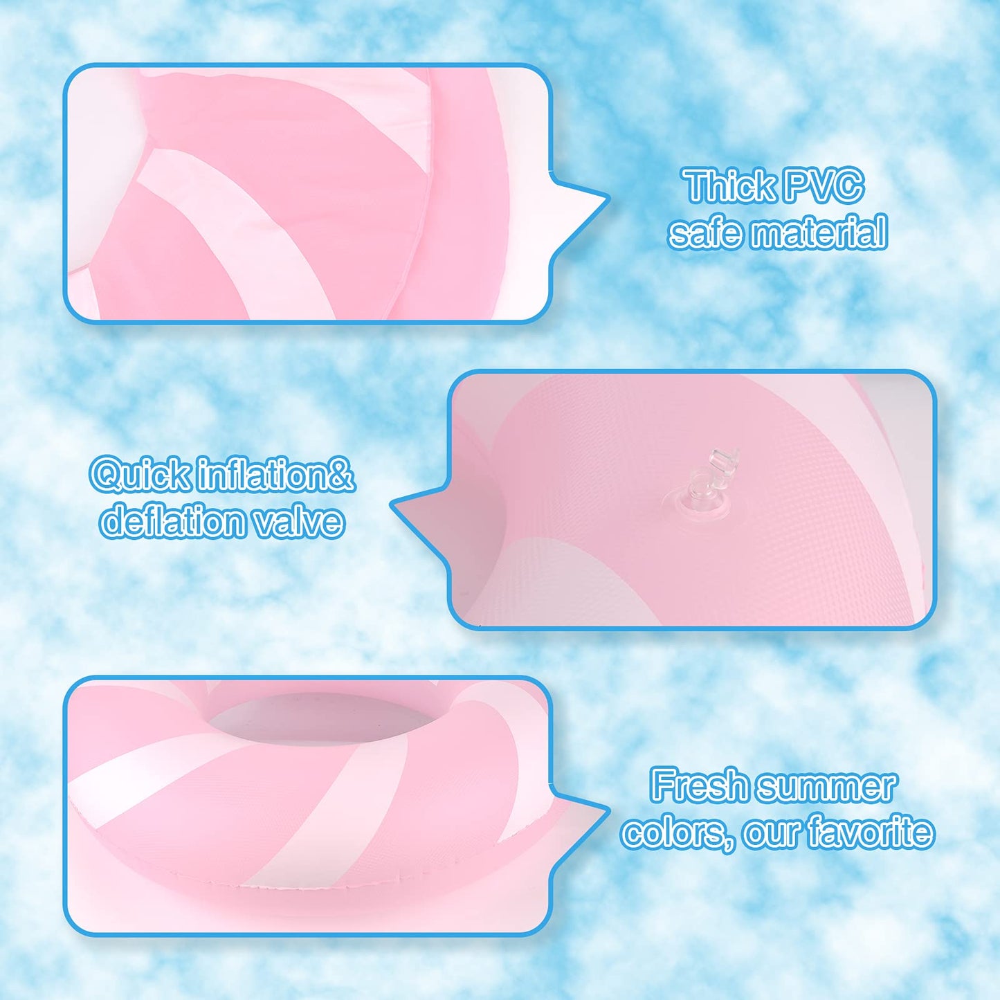 Bestrip Pool Floats Adult Size for Kids Age 8-12 Adults Inflatable Floats Swimming Ring Toys Beach Pool Party Lake Use 1PCS-Pink