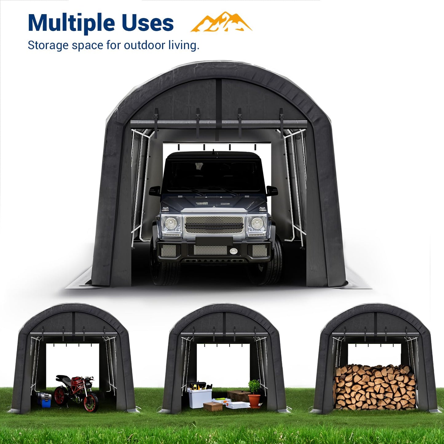 UDPATIO 10 x 20 ft Carport, Heavy Duty Shelter, Outdoor Portable Storage Tent with Sunshade Waterproof Thick Canopy Cover 10x20 FT