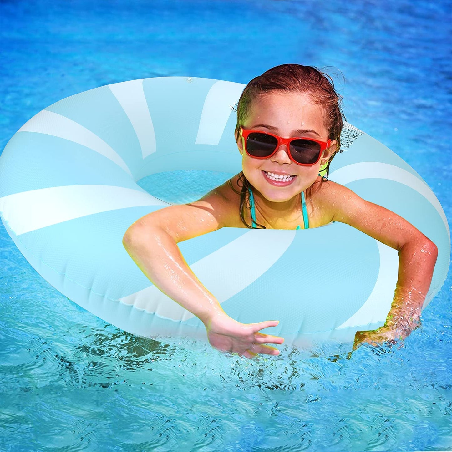 Bestrip Pool Floats Adult Size for Kids Age 8-12 Adults Inflatable Floats Swimming Ring Toys Beach Pool Party Lake Use 1PCS-Blue