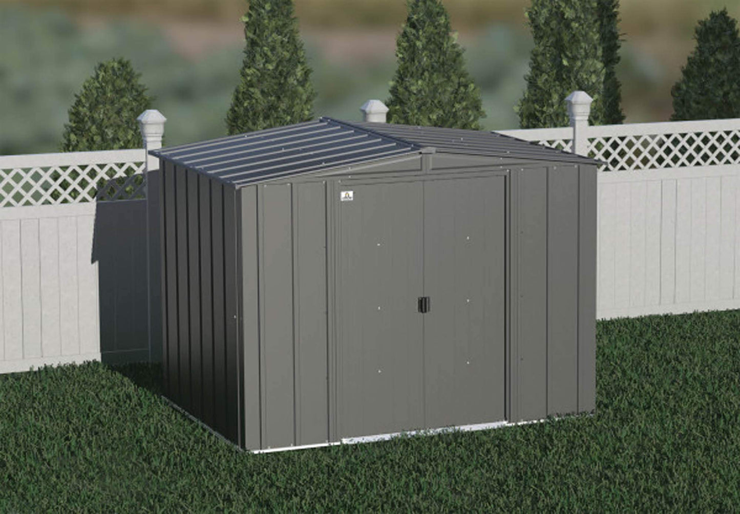 Arrow Shed Classic Hangar de rangement extérieur cadenassable en acier, 8' x 6', charbon de bois