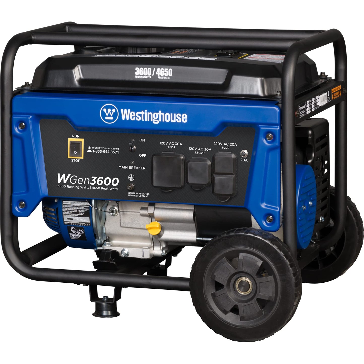 Westinghouse Outdoor Power Equipment 4650 Peak Watt Portable Generator with Wheel Kit