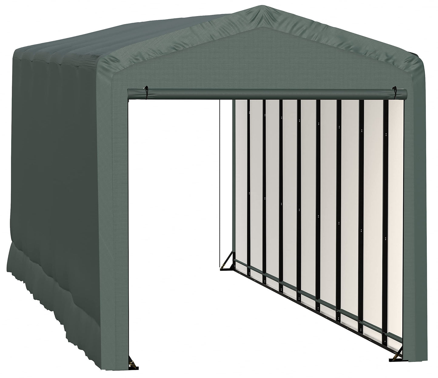 ShelterLogic ShelterTube Abri de garage et de stockage, 14' x 40' x 16', cadre en acier robuste, boîtier résistant au vent et à la neige, vert 14' x 40' x 16'