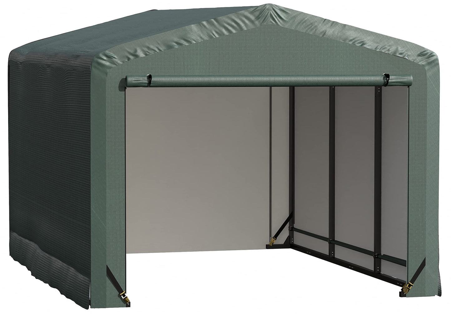 ShelterLogic ShelterTube Abri de garage et de stockage, 10' x 14' x 8', cadre en acier robuste, boîtier résistant au vent et à la neige, vert 10' x 14' x 8'