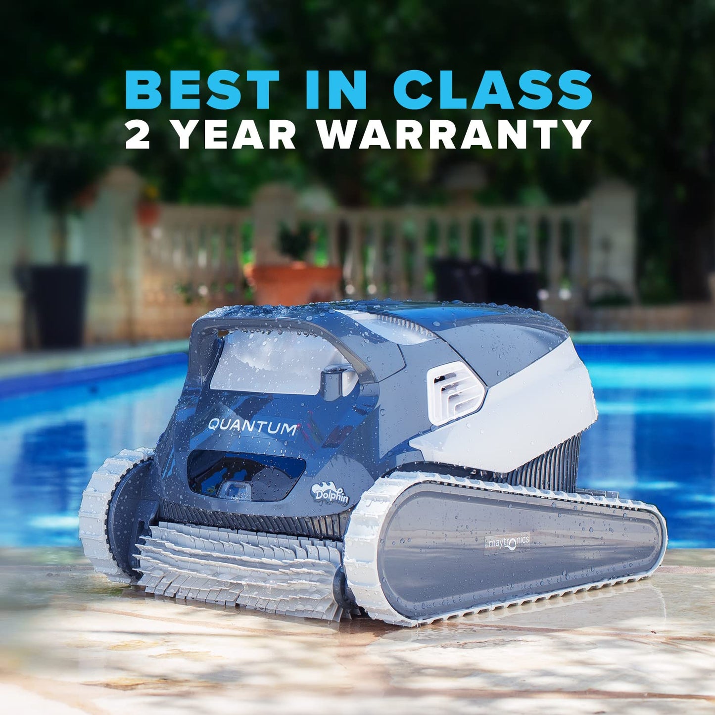 Dolphin Quantum Automatic Robotic Pool Cleaner with Extra-Large Filter Basket and Intense Waterline Scrubbing Power, Ideal for In-ground Swimming Pools up to 50 Feet