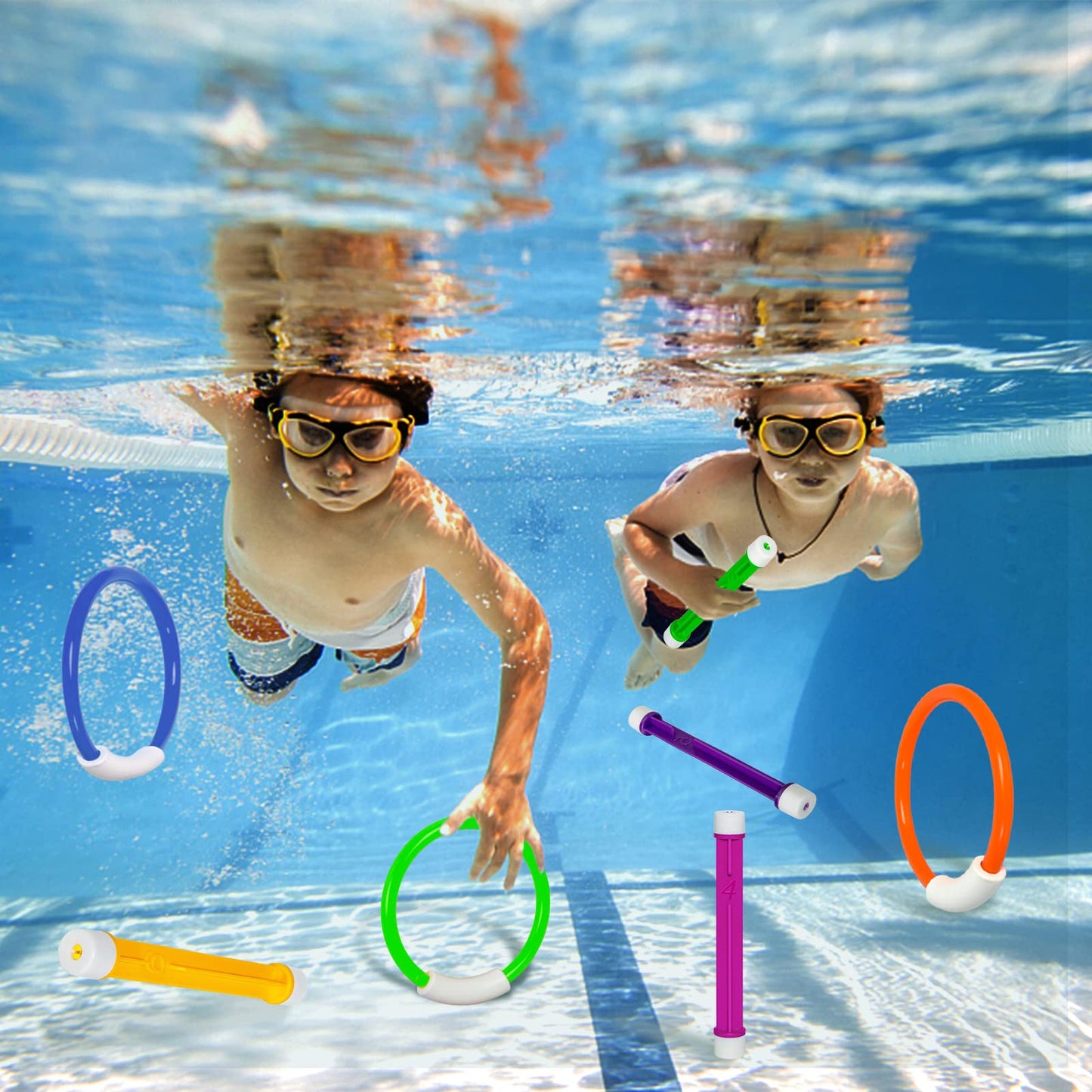 Underwater Pool Toys, Training Pool Diving Rings Swim Toys Dive Rings Diving Toys Gift Set Kids Pool Toys for Fun Water Toys Games