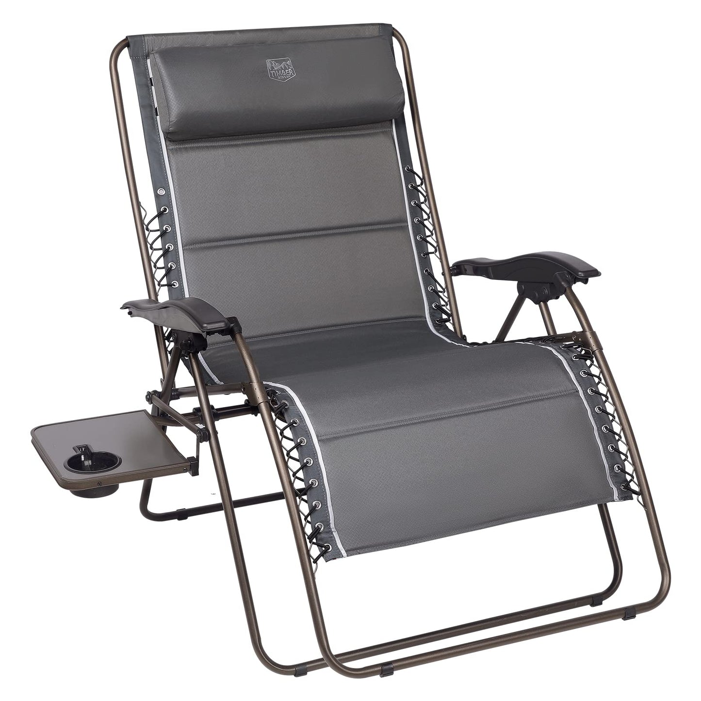 TIMBER RIDGE XXL Oversized Zero Gravity Chair, Full Padded Patio Lounger with Side Table, 33”Wide Reclining Lawn Chair, Support 500lbs(Gray) Grey-new