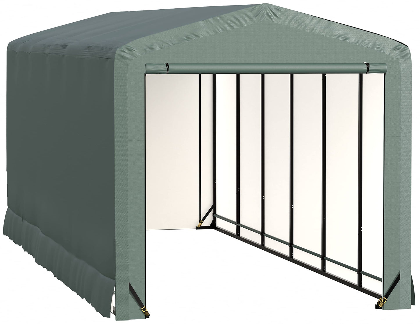 ShelterLogic ShelterTube Garage & Storage Shelter, 10' x 27' x 10' Heavy-Duty Steel Frame Wind and Snow-Load Rated Enclosure, Green 10' x 27' x 10'