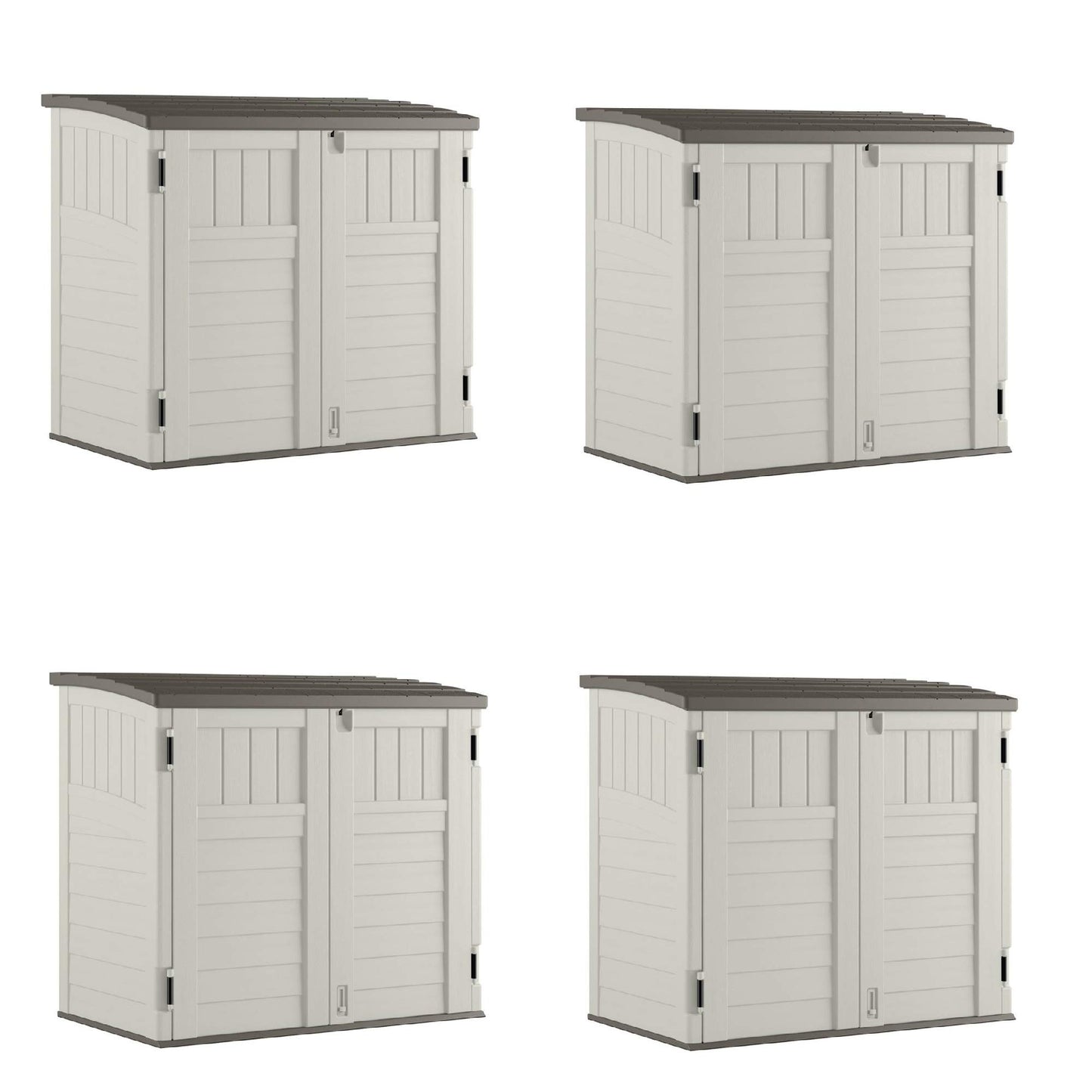 Suncast 34 Cubic Feet Horizontal Backyard Storage Stow Away Shed, Ivory (4 Pack) 4 Pack