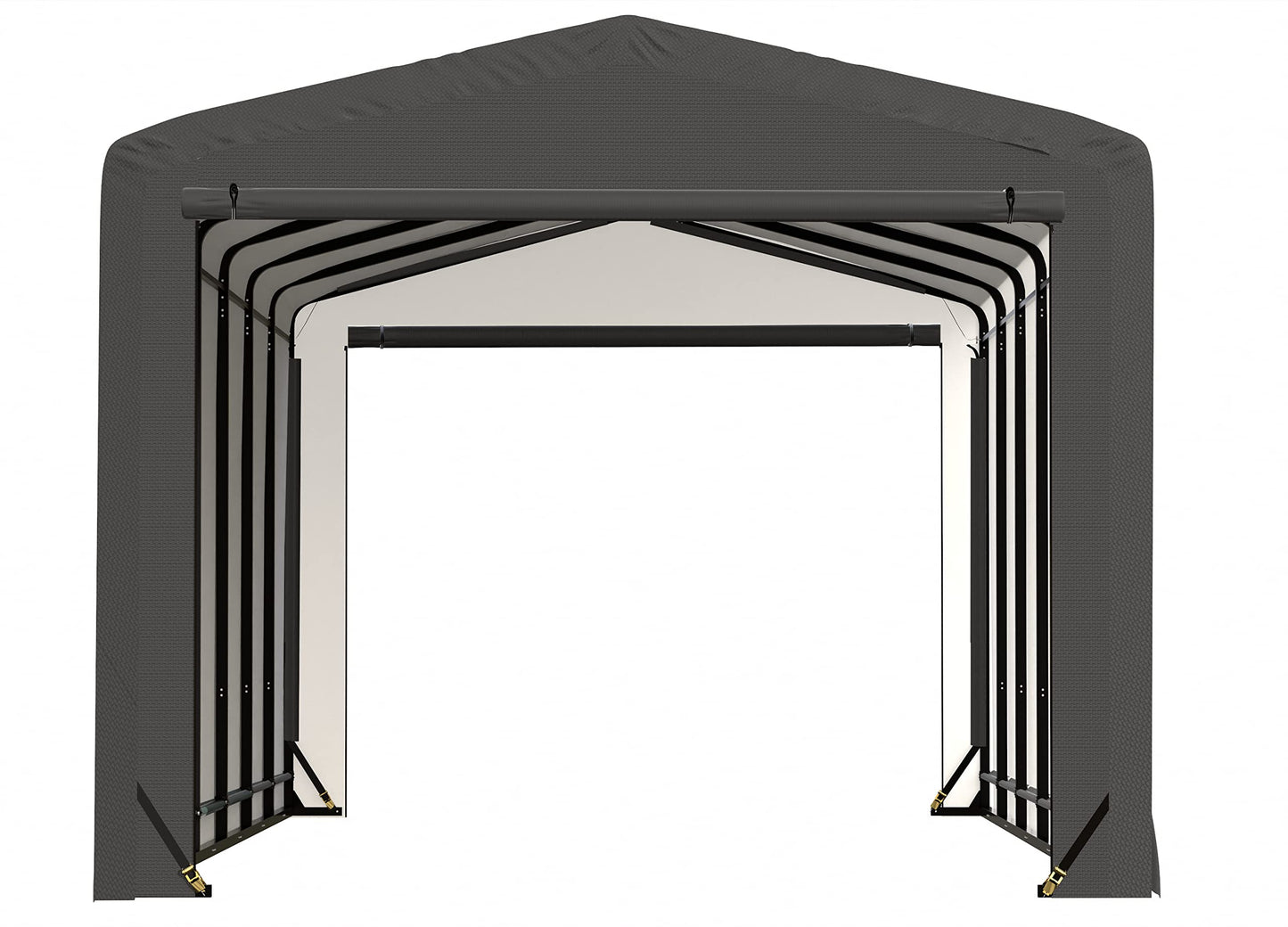 ShelterLogic ShelterTube Garage & Storage Shelter, 12' x 27' x 10' Heavy-Duty Steel Frame Wind and Snow-Load Rated Enclosure, Gray 12' x 27' x 10'