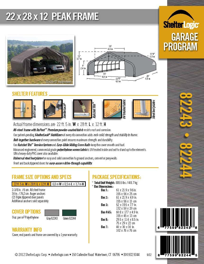 ShelterLogic 82243 Gris 22'x28'x12' Abri style pic 22'x28'x12' Gris