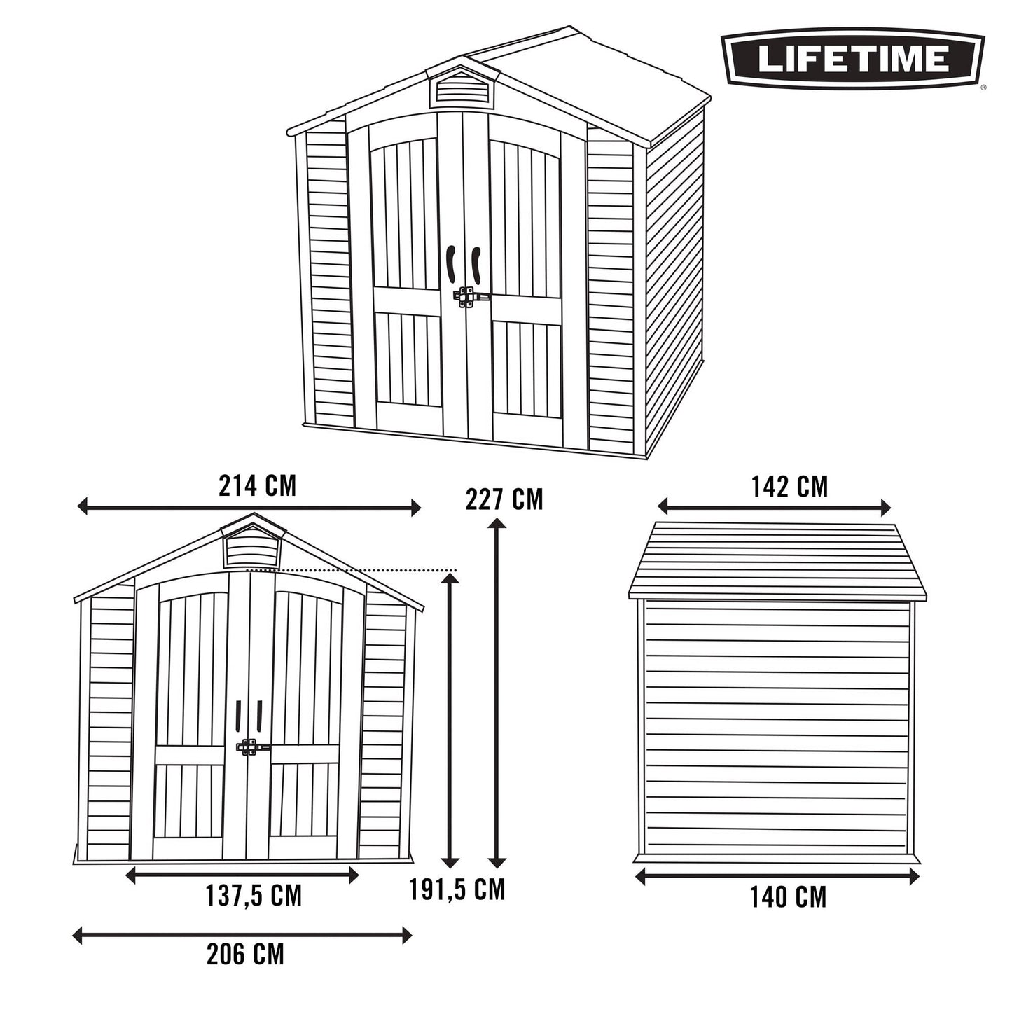 Lifetime 60057 Remise de rangement extérieure, 7 pieds sur 4,5 pieds 7 pieds x 4,5 pieds