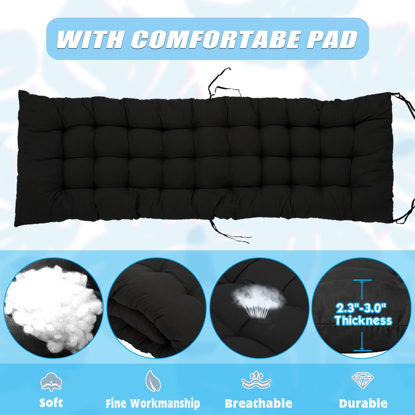 Zero Gravity Chair, Lawn Recliner, Reclining Patio Lounger Chair, Folding Portable Chaise with Detachable Soft Cushion, Cup Holder, Headrest Comfort Black Zero Gravity Chair-2Pack
