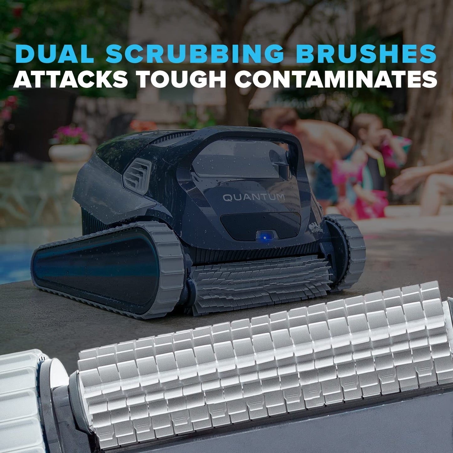 Dolphin Quantum Automatic Robotic Pool Cleaner with Extra-Large Filter Basket and Intense Waterline Scrubbing Power, Ideal for In-ground Swimming Pools up to 50 Feet